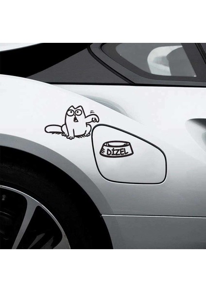 Kedi Dizel Yakıt Depo Kapak Sticker, Araba, Oto, Etiket, Tuning, Aksesuar, Modifiye, Arma,