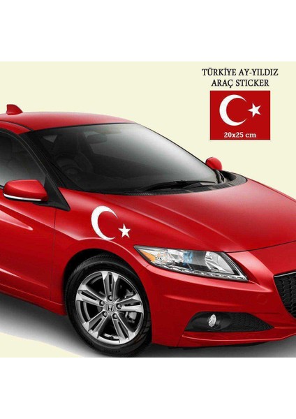 Türkiye - Ay - Yıldız Beyaz Oto Sticker -Araç Aksesuar - 20X25 cm