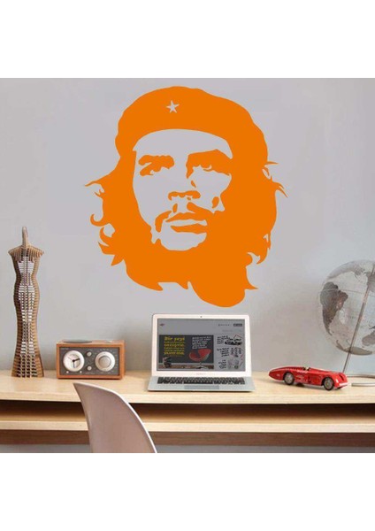 Che Guevara Silüeti Dekoratif Genç Odası Duvar Sticker, Çıkartma Turuncu