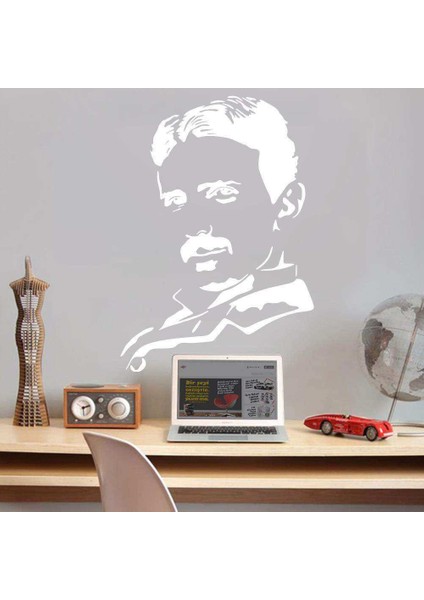 Bilim Adamı Nikola Tesla Silüeti Dekoratif Duvar Sticker, Çıkartma