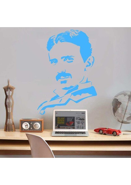 Bilim Adamı Nikola Tesla Silüeti Dekoratif Duvar Sticker, Çıkartma