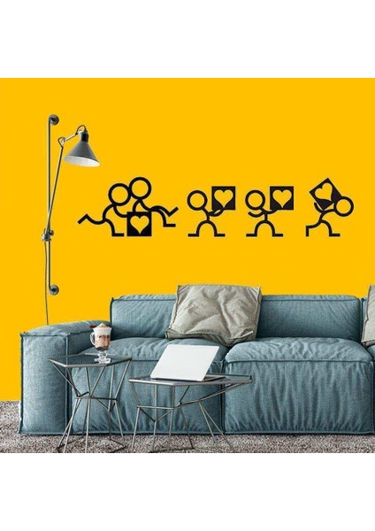 Kalbi Kutusunda Taşıyan Çöp Adam Dekoratif Duvar Sticker, Çıkartma, Etiket