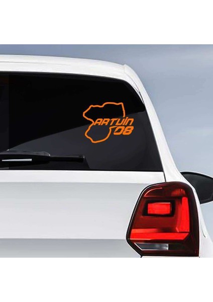 Artvin Ili 08 Plaka Kodu Memleket, Yarış Pisti Sticker - Oto Araba Etiket, Aksesuar, Tuning Turuncu
