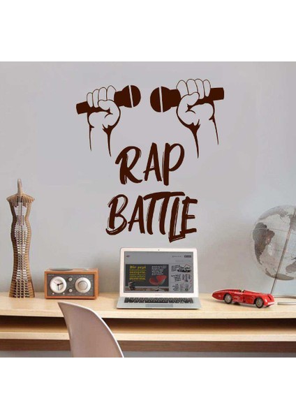Hip Hop - Rap Battle - Müzik Dekoratif Genç Odası Duvar Sticker, Çıkartma Kahverengi