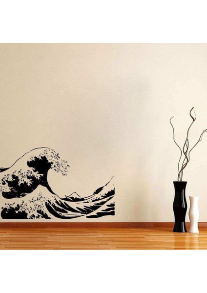 Kanagawa Deniz Dalgası Silüet Dekoratif Duvar Sticker, Çıkartma, Etiket