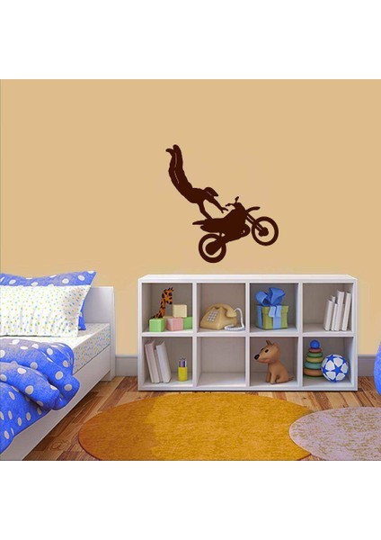 Motorsiklet Yarışçı Gösterisi Silüeti Dekoratif Genç Odası Duvar Sticker, Çıkartma modelleri