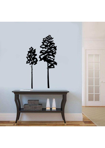 Küçük ve Büyük Ağaç Silüeti Duvar Sticker, Çıkartma Siyah