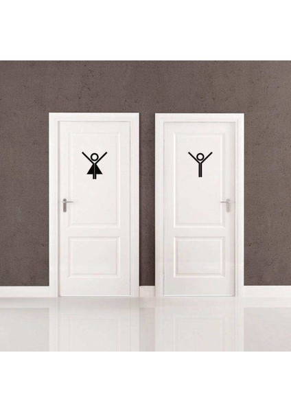 Elleri Havada Wc Silüeti Dekoratif Kapı Sticker, Çıkartma