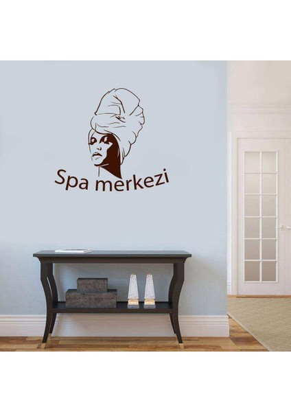 Spa Terapi Merkezi - Güzellik Salonu Silüeti Duvar Sticker, Çıkartma Kahverengi Koyu