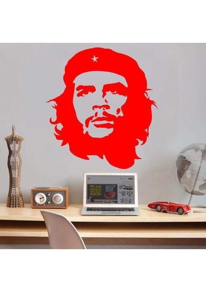 Che Guevara Silüeti Dekoratif Genç Odası Duvar Sticker, Çıkartma Kırmızı