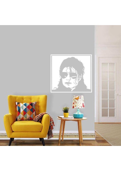 Michael Jackson Silüeti Dekoratif Duvar Sticker, Çıkartma, Etiket Beyaz