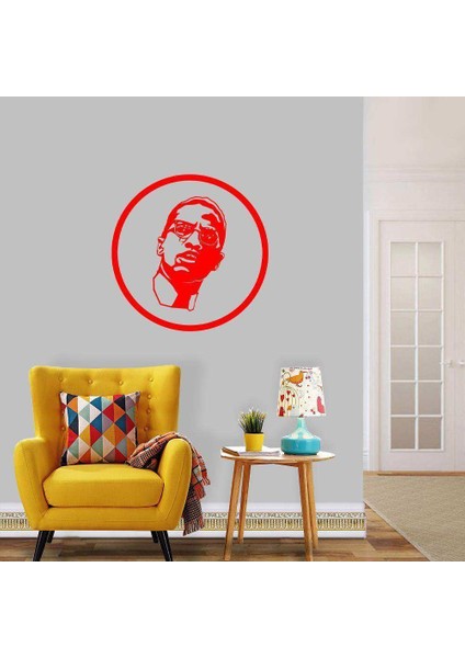 Malcolm x Insan Hakları Savunucusu Silüeti Dekoratif Duvar Sticker, Çıkartma, Etiket Kırmızı