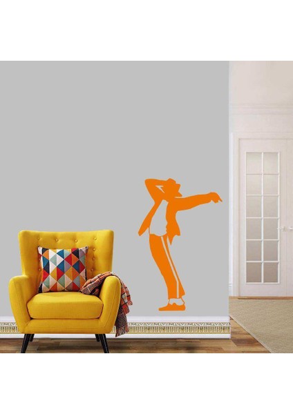 Michael Jackson Dansı Silüeti Dekoratif Duvar Sticker, Çıkartma, Etiket Turuncu