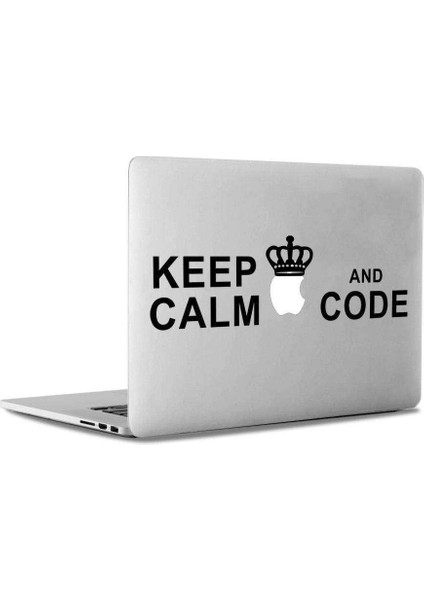 Keep Calm And Code Kral Tacı Mac Book Laptop Sticker, Etiket, Çıkartma