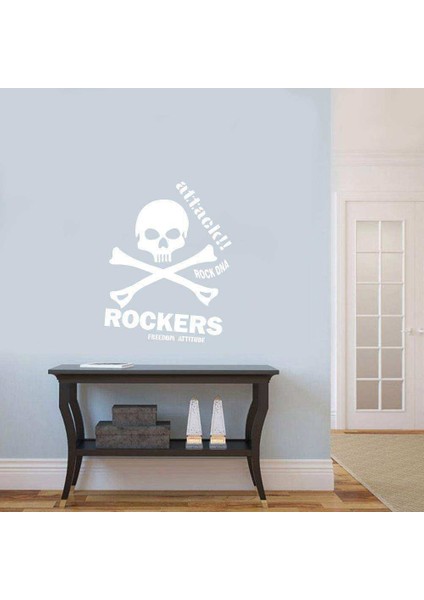 Attack Rockers Rock Dna Silüeti Dekoratif Duvar Sticker, Çıkartma, Etiket Beyaz