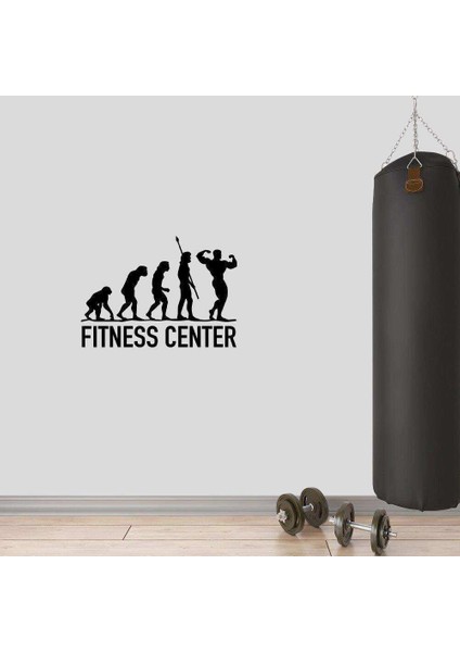 Spor Evrimi, Spor Salonu Özel Isim Dekoratif Duvar Sticker, Çıkartma, Etiket Siyah