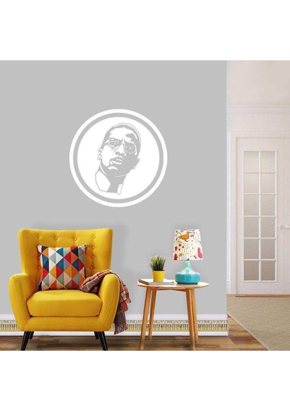 Malcolm x Insan Hakları Savunucusu Silüeti Dekoratif Duvar Sticker, Çıkartma, Etiket Beyaz