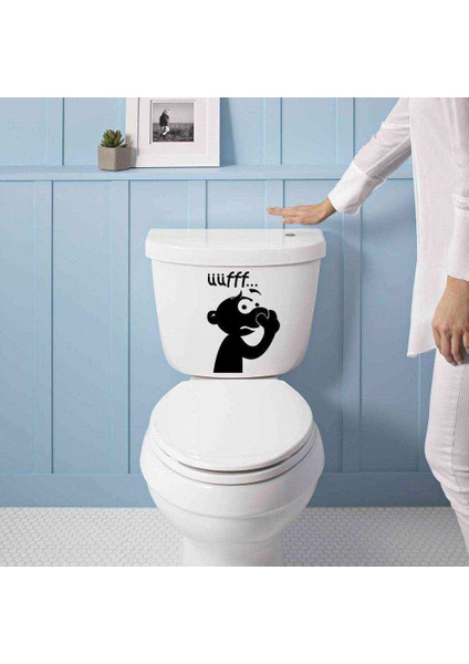 Üfff-Tiksinen Figür Silüeti Klozet Dekoratif Duvar Sticker, Çıkartma
