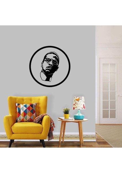 Malcolm x Insan Hakları Savunucusu Silüeti Dekoratif Duvar Sticker, Çıkartma, Etiket Siyah