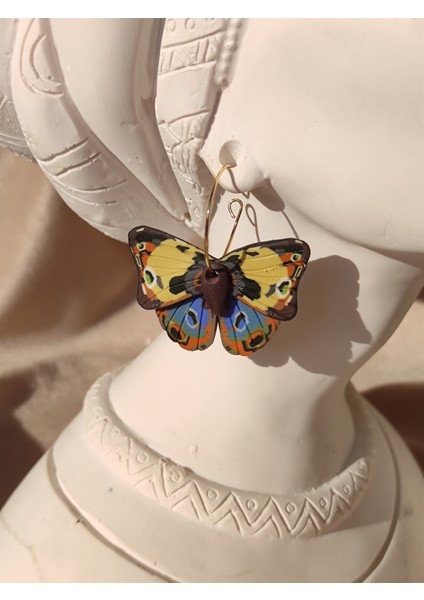 Polimerkikelyapımıkahverengikelebekkadın Küpe modelleri