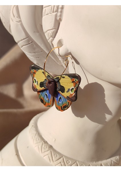 Polimerkikelyapımıkahverengikelebekkadın Küpe indirimleri