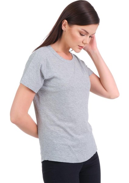 Gri Bisiklet Yaka Organik Pamuklu Tişört fiyatları