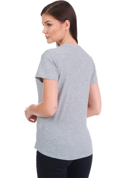 Gri Bisiklet Yaka Organik Pamuklu Tişört modelleri