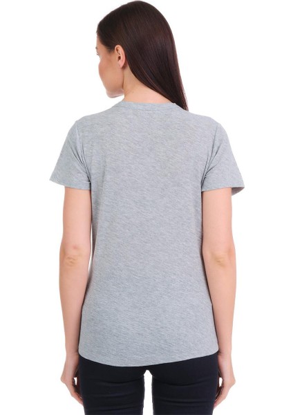 Gri Bisiklet Yaka Organik Pamuklu Tişört fırsatları