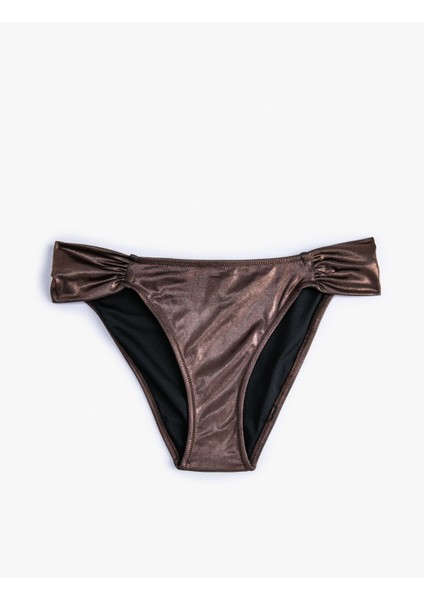 Bikini Altı Parlak Yanları Drape Detaylı Normal Bel