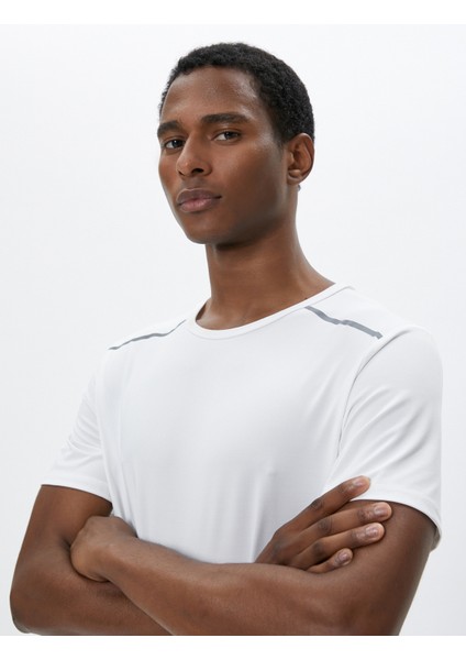 Spor Tişört Şerit Reflektörlü Bisiklet Yaka Kısa Kollu