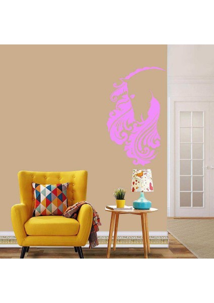 Floral Desenli At Dekoratif Duvar Sticker, Çıkartma, Etiket Pembe