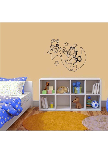 Iyi Geceler Temalı Silüet Dekoratif Çocuk Odası Duvar Sticker, Çıkartma, Etiket