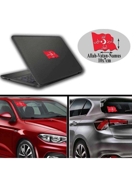 Allah - Vatan - Namus Arma, Cam, Laptop Etiket 10X7CM Araç Aksesuar -Oto Sticker