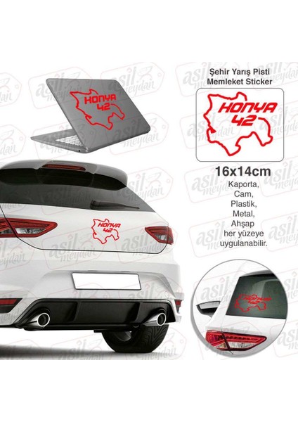 Konya Ili 42 Plaka Kodu Memleket Kırmızı Yarış Pisti Sticker - Oto Araba Etiket, Aksesuar, Modifiye