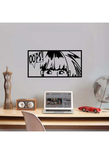 Opss! Yarım Bakışlı Kız Dekoratif Duvar Sticker, Çıkartma, Etiket