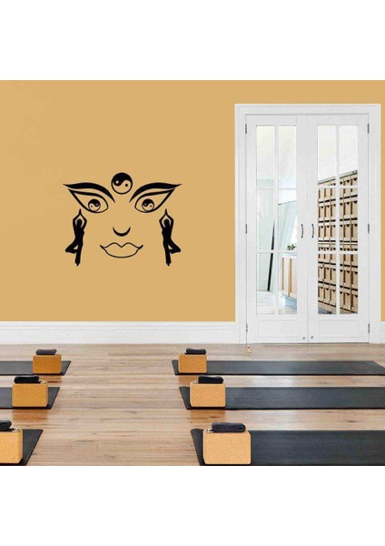 Yin Yang Meditasyon Terapisi Silüeti Dekoratif Duvar Sticker, Çıkartma, Etiket