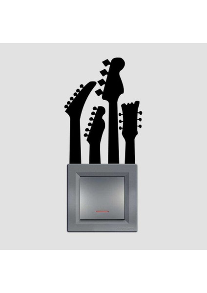 4 Adet Telli Çalgılar Siluet, Müzik Aletleri Dekoratif Priz Sticker Duvar Çıkartma, Etiket