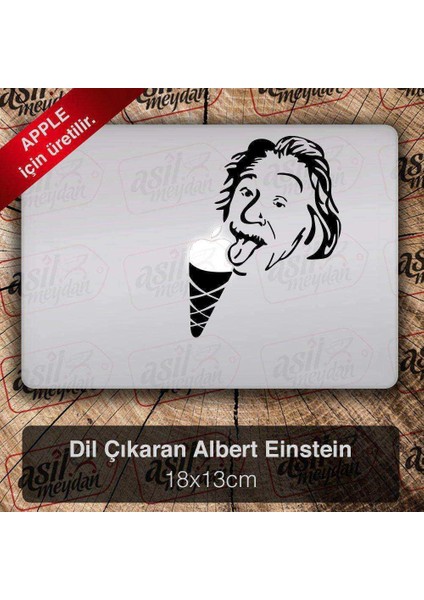 Albert Einstein Dondurma Apple Macbook, Pro Sticker Etiket Dekoratif Kendinden Yapışkanlı Çıkartma
