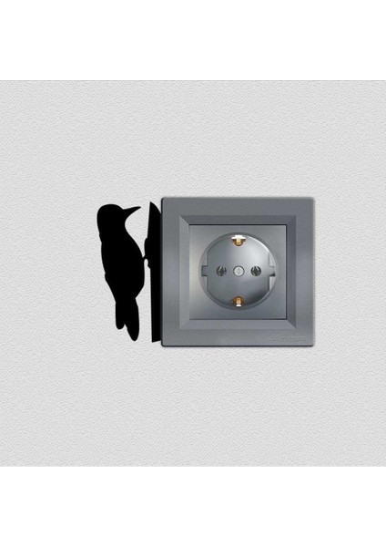 4'lü Ağaçkakan Dekoratif Priz Sticker Duvar Dekorasyon Çıkartma, Etiket
