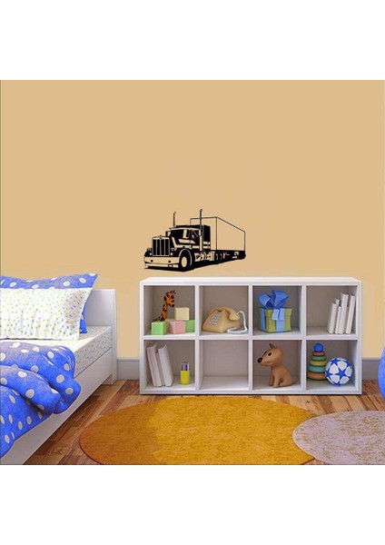Uzun Burunlu Amerikan Tır Silüeti Dekoratif Duvar Sticker, Çıkartma