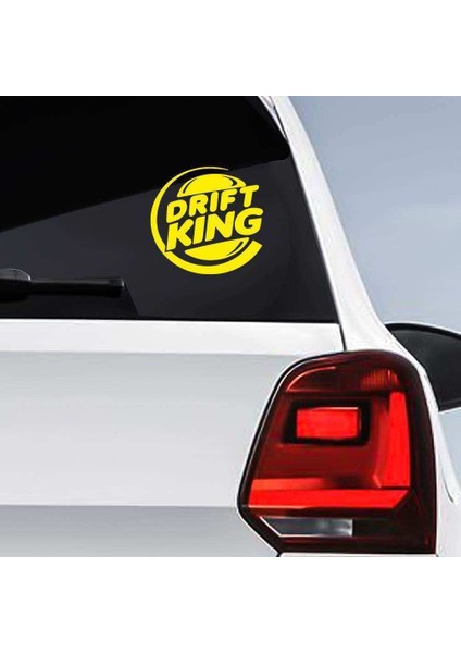 Drift King Burger Logo Sticker - Oto Araba Etiket, Aksesuar, Modifiyetuning Sarı