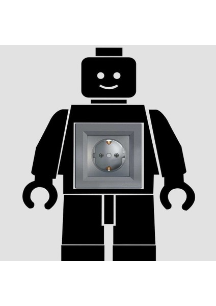 Robot Şeklinde Kesim Tasarım Priz Sticker Duvar Dekorasyon Çıkartma