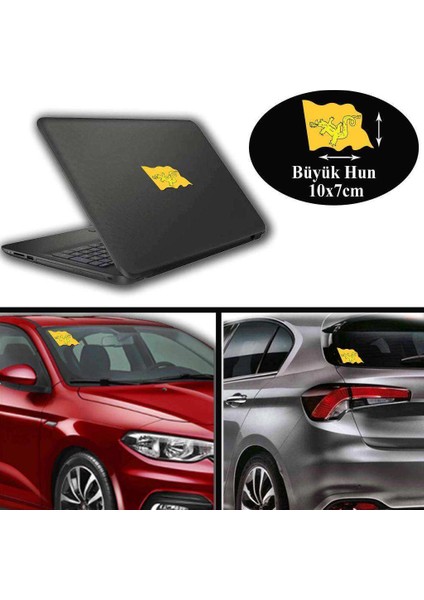 Büyük Hun Arma, Araba, Cam, Laptop Etiket Sticker 10X7 cm