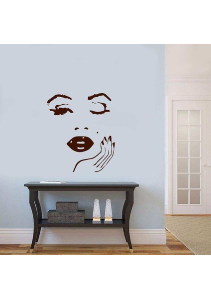 Göz Kırpan Marilyn Monroe Portre Silüeti Duvar Sticker, Çıkartma Kahverengi Koyu