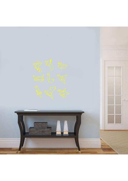 Origami Kuş Uçuşları Dekoratif Duvar Sticker, Çıkartma, Etiket Sarı