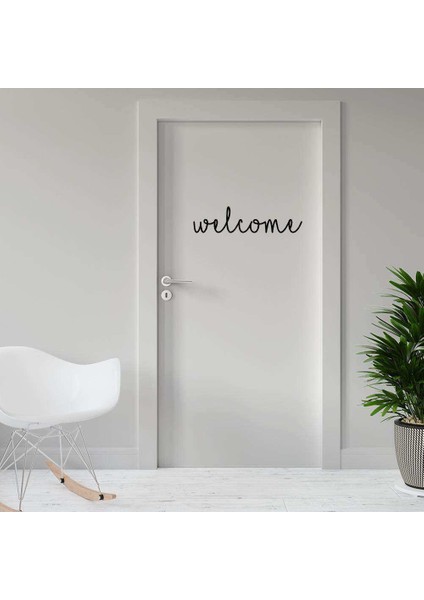 Welcome Yazılı Dekoratif Kapı Duvar Sticker, Çıkartma, Etiket