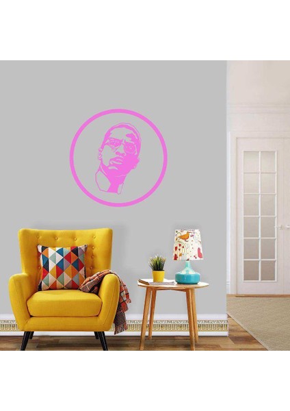 Malcolm x Insan Hakları Savunucusu Silüeti Dekoratif Duvar Sticker, Çıkartma, Etiket Pembe