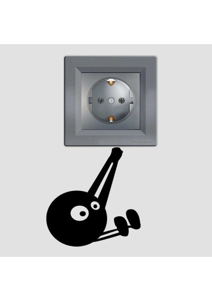 Prizden Sarkan Oyuncu Sevimli Canavar - Minimal Tasarım Priz Sticker Duvar Dekorasyon Çıkartma