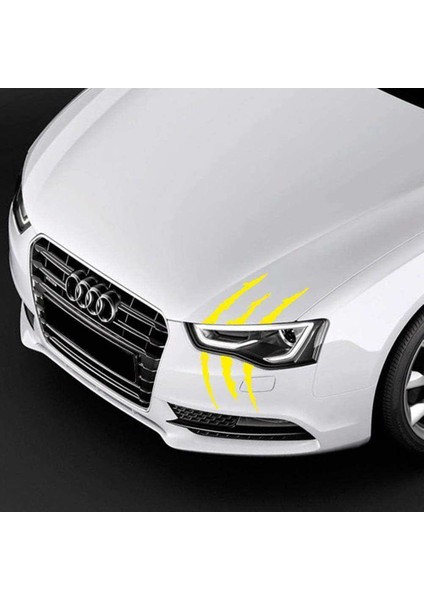 Monster Canavar Pençe Izi Uzun Far Sticker - Araba Etiket, Çıkartma - Aksesuar -Modifiye -Arma Sarı