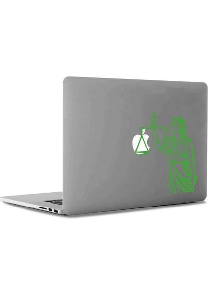 Adalet Simgesi Mac Book Laptop Sticker, Etiket, Çıkartma Yeşil